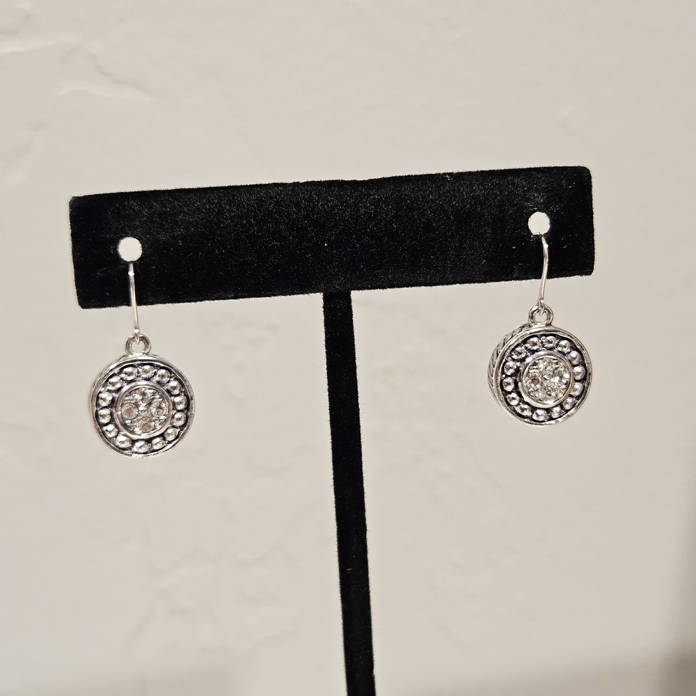 Roman Elegant Silver Drop Earrings Rhinestones Dangle Women's Jewelry Sparkly
